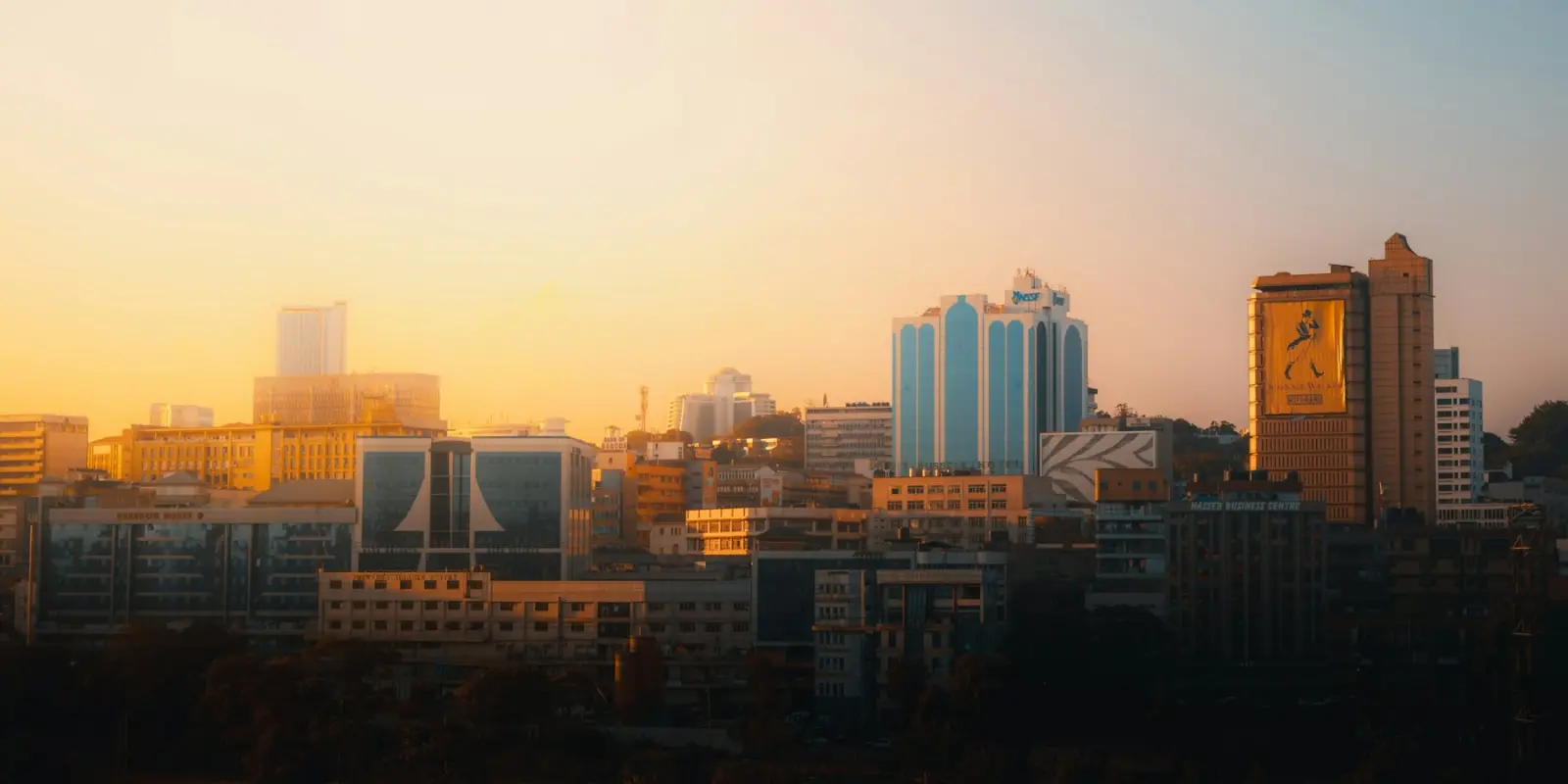 Kampala skyline in late afternoon light